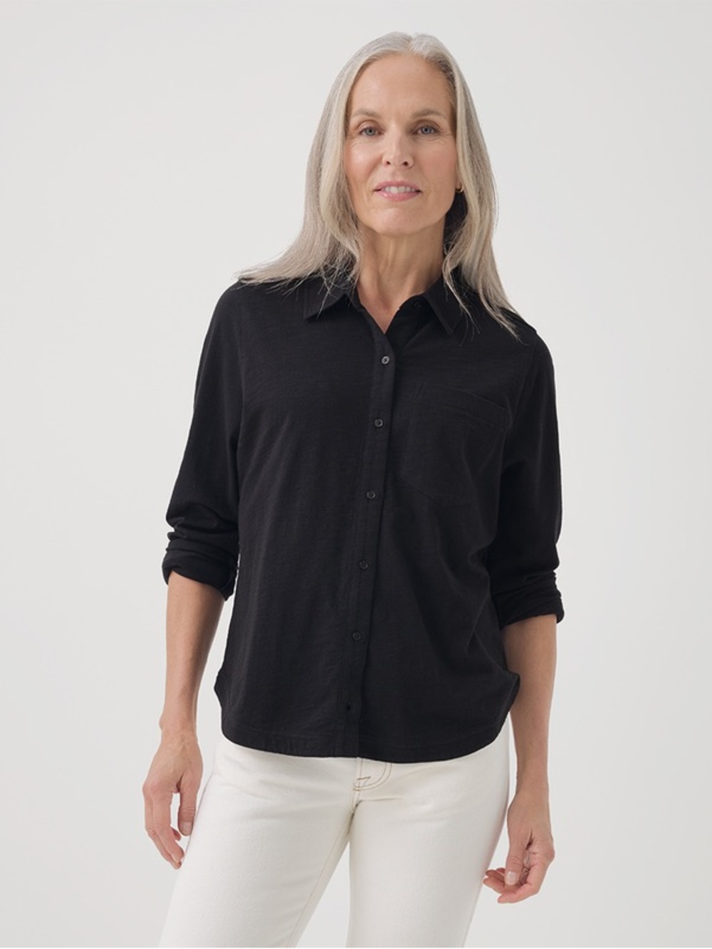 Pact Black Button-Down Shirt